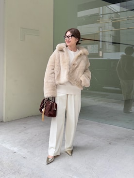 「ファーコート」｜「アイテム（ジャケット/アウター）」を使った、wg_sato(Whim Gazette AOYAMA)さん（レディース・156cm）の秋コーディネート