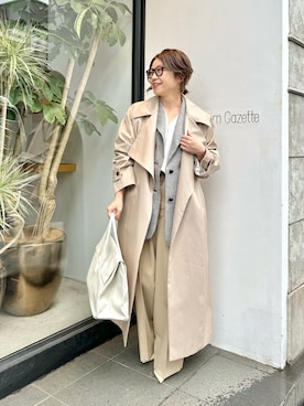 「Whim Gazette（ウィムガゼット）のアイテム（トレンチコート）」を使った、wg_sato(Whim Gazette AOYAMA)さん（レディース・156cm）の冬コーディネート