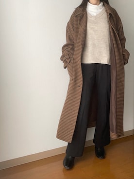「ehka sopo（エヘカソポ）のアイテム（ステンカラーコート）」を使った、Reiさん（レディース・155cm）の冬コーディネート