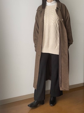 「ehka sopo（エヘカソポ）のアイテム（ステンカラーコート）」を使った、Reiさん（レディース・155cm）の冬コーディネート
