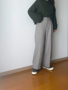 「ニット/セーター」｜「アイテム（セットアップ）」を使った、Reiさん（レディース・155cm）の秋コーディネート