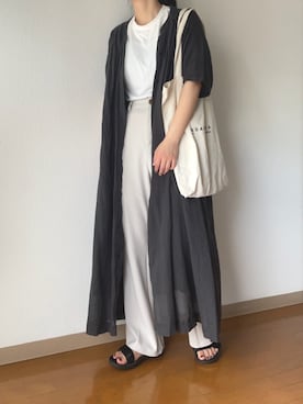 「Samansa Mos2 blue」｜「アイテム（スラックス）」を使った、Reiさん（レディース・155cm）の夏コーディネート