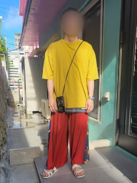 「チャイハネ（チャイハネ）のアイテム（パンツ）」を使った、Qちゃんさん（メンズ・157cm）の夏コーディネート