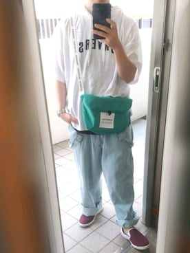 「CONVERSE（コンバース）のアイテム（パーカー）」を使った、Qちゃんさん（メンズ・157cm）の夏コーディネート