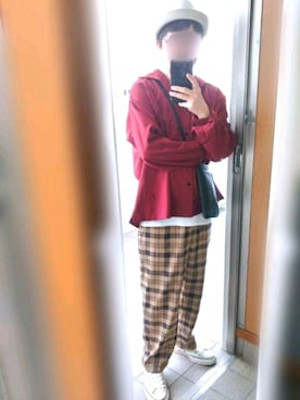 「アイテム（ハット、ホワイト系）」を使った、Qちゃんさん（メンズ・157cm）の春コーディネート