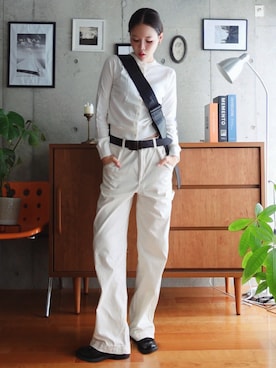 「TODAYFUL（トゥデイフル）のEcoleather Shoulder Bag（ショルダーバッグ、ブラック系）」を使った、mizota yayoiさん（レディース・163cm）の春コーディネート