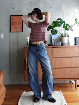 「アイテム（ローファー）」を使った、mizota yayoiさん（レディース・162cm）の夏コーディネート