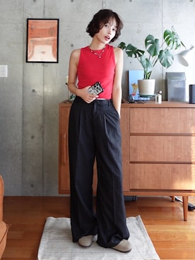 「アイテム（タンクトップ）」を使った、mizota yayoiさん（レディース・162cm）の夏コーディネート