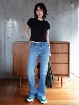 「GU（ジーユー）のアイテム（スニーカー）」を使った、mizota yayoiさん（レディース・163cm）の夏コーディネート