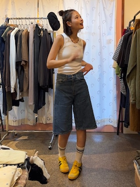 「アイテム（デニムパンツ）」を使った、mizota yayoiさん（レディース・162cm）の夏コーディネート