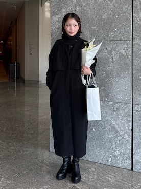 「アイテム（ステンカラーコート）」を使った、mizota yayoiさん（レディース・162cm）の秋コーディネート