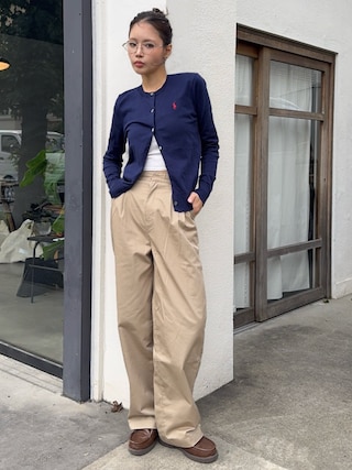 「POLO RALPH LAUREN(ポロ ラルフ ローレン)のコットン クルーネック カーディガン(カーディガン/ボレロ)」を使った、mizota yayoiさん(レディース・163cm)の秋コーディネート