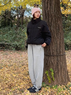 「アイテム（スウェットパンツ）」を使った、mizota yayoiさん（レディース・162cm）の秋コーディネート