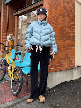 「アイテム（スウェットパンツ）」を使った、mizota yayoiさん（レディース・163cm）の冬コーディネート