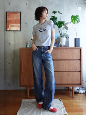 「アイテム（Tシャツ/カットソー）」を使った、mizota yayoiさん（レディース・162cm）の夏コーディネート