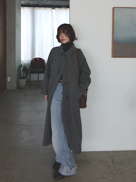 「アイテム（ステンカラーコート）」を使った、mizota yayoiさん（レディース・162cm）の秋コーディネート