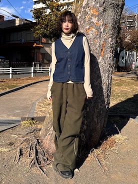 「Uenui（ウニュイ）のアイテム」を使った、mizota yayoiさん（レディース・162cm）の冬コーディネート