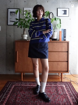 「アイテム（デニムスカート）」を使った、mizota yayoiさん（レディース・162cm）の秋コーディネート