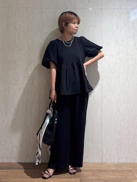 「パンツスタイル」｜「アイテム（財布/小物）」を使った、ponnuさん（レディース・154cm）の夏コーディネート