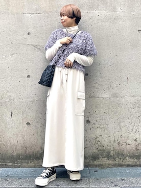 「CONVERSE（コンバース）の【WEB限定】【CONVERSE/コンバース】オールスター リフテッド HI（スニーカー）」を使った、ponnuさん（レディース・154cm）の冬コーディネート