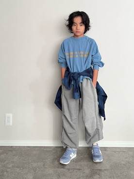 「アイテム（スウェットパンツ）」を使った、mahitenさん（キッズ・127cm）の冬コーディネート