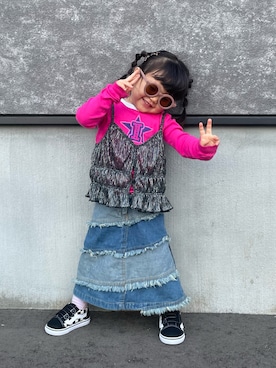 「アイテム（キャミソール）」を使った、mahitenさん（キッズ・134cm）の春コーディネート