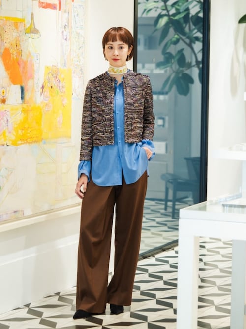 Ballsey】ミックスヤーンツイード ノーカラージャケット Ballsey