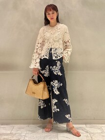 DES PRES フローティングシェルエンブロイダリー クロップドカーディガン DES PRES（デ・プレ）の「フローティングシェルエンブロイダリー