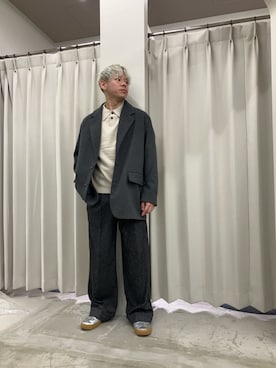 「SENSE OF PLACE by URBAN RESEARCH（センスオブプレイスバイアーバンリサーチ）のネップワイドダブルスラックス（スラックス）」を使った、もりたさん（メンズ・168cm）の秋コーディネート