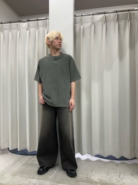 「SENSE OF PLACE by URBAN RESEARCH(センスオブプレイスバイアーバンリサーチ)のフェードルーズクルーネックショートスリーブ Tシャツ(Tシャツ/カットソー、グリーン系)」を使った、もりたさん(メンズ・169cm)の夏コーディネート