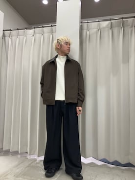 「SENSE OF PLACE by URBAN RESEARCH(センスオブプレイスバイアーバンリサーチ)のFLカラージップブルゾン(ブルゾン、ブラウン系)」を使った、もりたさん(メンズ・169cm)の秋コーディネート