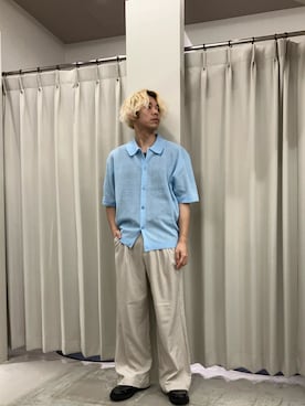 「SENSE OF PLACE by URBAN RESEARCH（センスオブプレイスバイアーバンリサーチ）の『速乾』ドライタッチ2タックワイドパンツ（その他パンツ）」を使った、もりたさん（メンズ・169cm）の夏コーディネート