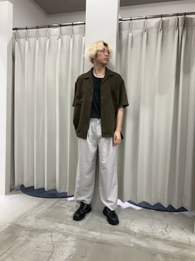 「SENSE OF PLACE by URBAN RESEARCH(センスオブプレイスバイアーバンリサーチ)のシアサッカーオープンカラーシャツ(シャツ/ブラウス、ブラウン系)」を使った、もりたさん(メンズ・169cm)の夏コーディネート