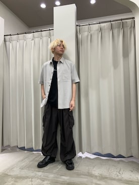 「SENSE OF PLACE by URBAN RESEARCH(センスオブプレイスバイアーバンリサーチ)の『イージーケア/速乾』クイックドライレギュラーカラーショートスリーブシャツ(シャツ/ブラウス、ベージュ系)」を使った、もりたさん(メンズ・169cm)の夏コーディネート