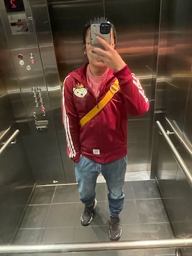 「adidas originals」｜「アイテム（スタジャン）」を使った、李瑞可さん（メンズ・170cm）の春コーディネート