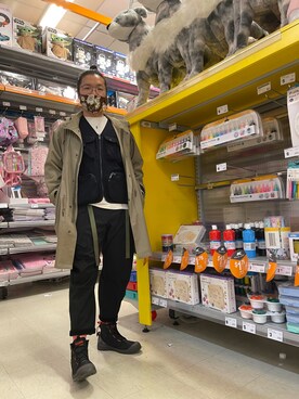 「SOU･SOU（ソウ・ソウ）のアイテム」を使った、李瑞可さん（メンズ・170cm）の秋コーディネート