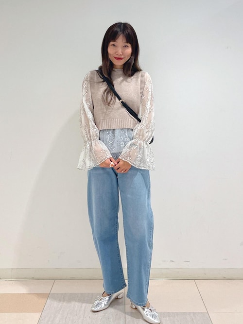 フランシュリッペ　もくもくカットソー　グレー　レース　長袖　fl5 大きいサイズ フランシュリッペ もくもくカットソー グレー レース 長袖 fl5 大きい