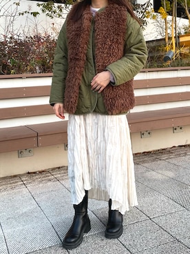 「ファーベスト」｜「アイテム（ブルゾン）」を使った、Nuuさん（レディース・158cm）の春コーディネート