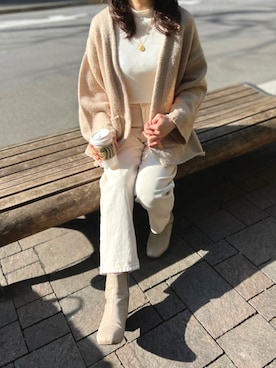 「ハイネックトップス」｜「アイテム（アクセサリー）」を使った、Nuuさん（レディース・158cm）の春コーディネート