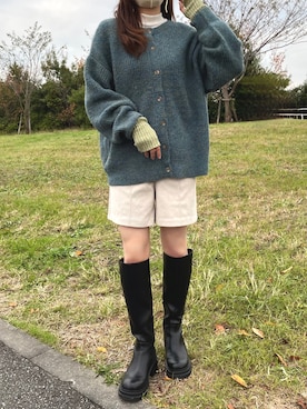 「tiptop（ティップトップ）の前後2wayニットカーディガン（カーディガン/ボレロ）」を使った、Nuuさん（レディース・158cm）の秋コーディネート