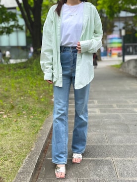 「フレアデニム」｜Nuuさん（レディース・158cm）の夏コーディネート