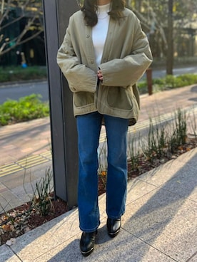 「キルトジャケット」｜「アイテム（アクセサリー）」を使った、Nuuさん（レディース・158cm）の冬コーディネート