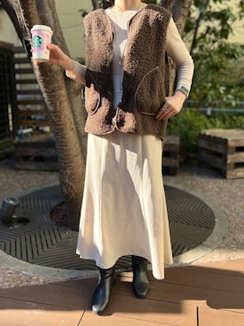 「GRL（グレイル）のバックレースアップハイウエストマーメイドスカート（スカート）」を使った、Nuuさん（レディース・158cm）の冬コーディネート