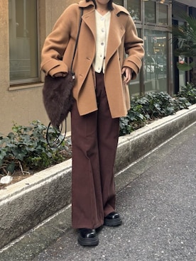 「アイテム（ピーコート）」を使った、Sayakaさん（レディース・161cm）の秋コーディネート