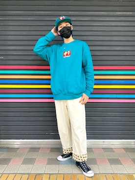 「RIPNDIP（リップンディップ）のアイテム（帽子）」を使った、TAIYOさん（メンズ・174cm）の秋コーディネート