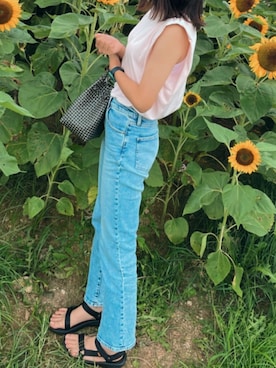 「ひまわり畑」｜「アイテム（パンツ）」を使った、ユウカさん（レディース・171cm）の夏コーディネート