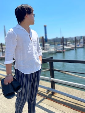 「SHIPS（シップス）のアイテム」を使った、安藤直輝さん（メンズ・168cm）の夏コーディネート