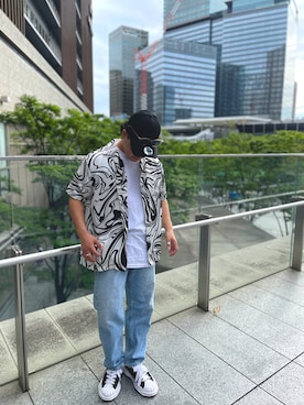 「アイテム（キャップ）」を使った、安藤直輝さん（メンズ・168cm・20代）の夏コーディネート