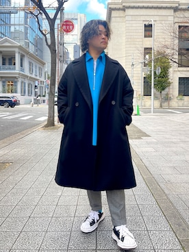 「アイテム（ポロシャツ）」を使った、安藤直輝さん（メンズ・168cm）の冬コーディネート