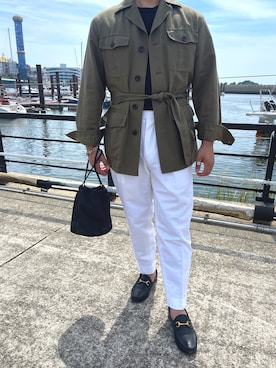 「アイテム（ニット/セーター）」を使った、安藤直輝さん（メンズ・168cm・20代）の夏コーディネート
